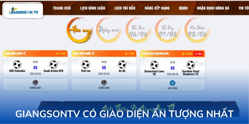 GiangSonTV là trang web xem bóng đá nổi bật nhất